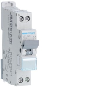 Disj.1P+N 6-10kA C-25A 1m - DISJONCTEURS PH+N  HAGER NFT725