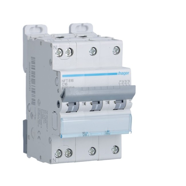 Disj.3P+N 6-10kA C-16A 3m - DISJONCTEURS MULTI.  HAGER NFT816