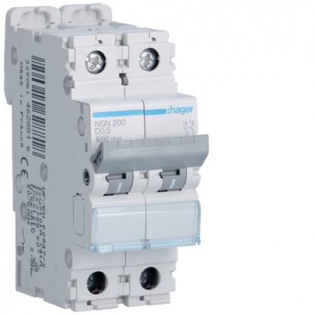 Disj.2P 6-10kA D-0.5A 2m - DISJONCTEURS MULTI. HAGER NGN200