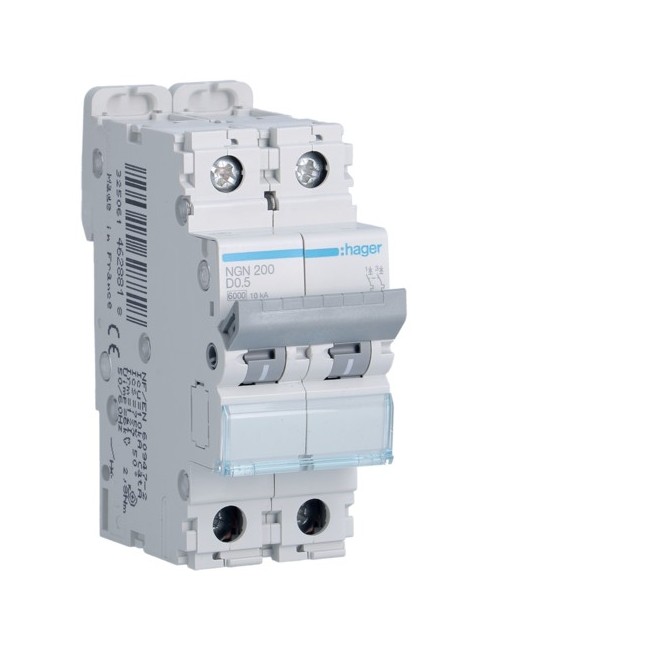 Disj.2P 6-10kA D-0.5A 2m - DISJONCTEURS MULTI.  HAGER NGN200