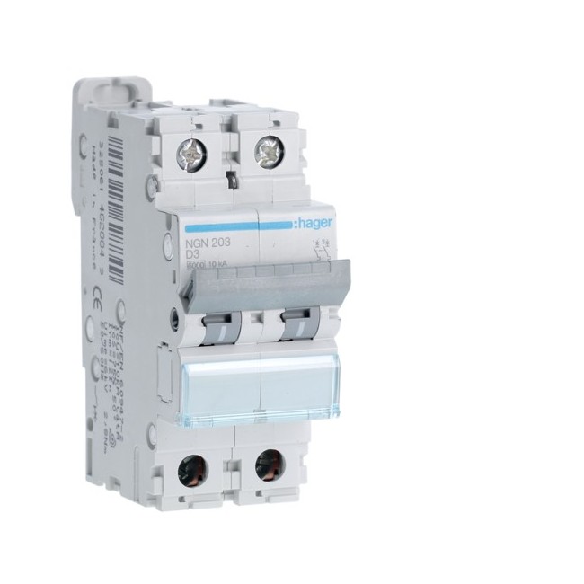 Disj.2P 6-10kA D-3A 2m - DISJONCTEURS MULTI.  HAGER NGN203