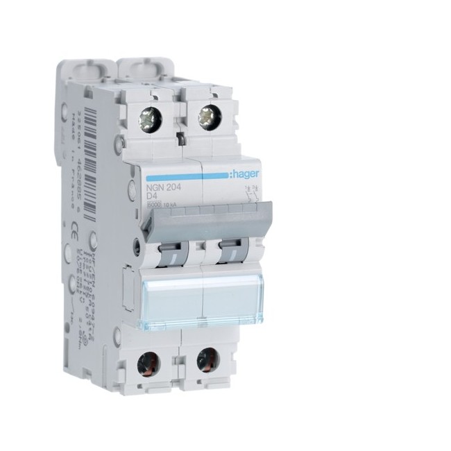 Disj.2P 6-10kA D-4A 2m - DISJONCTEURS MULTI.  HAGER NGN204