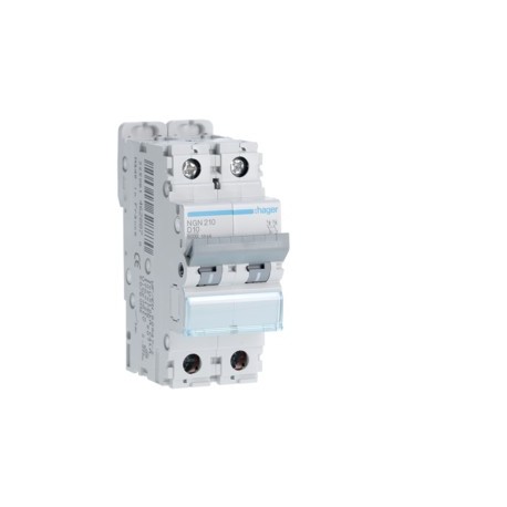 Disj.2P 6-10kA D-10A 2m - DISJONCTEURS MULTI.  HAGER NGN210