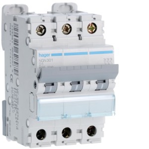 Disj.3P 6-10kA D-1A 3m - DISJONCTEURS MULTI.  HAGER NGN301