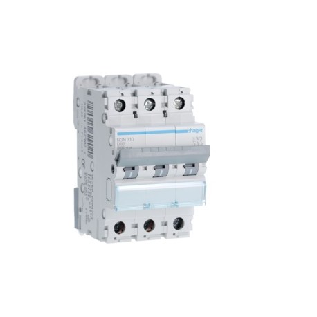 Disj.3P 6-10kA D-10A 3m - DISJONCTEURS MULTI.  HAGER NGN310