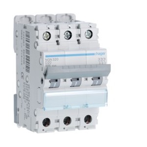 Disj.3P 6-10kA D-20A 3m - DISJONCTEURS MULTI.  HAGER NGN320
