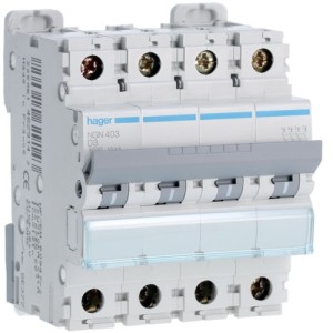 Disj.4P 6-10kA D-3A 4m - DISJONCTEURS MULTI.  HAGER NGN403