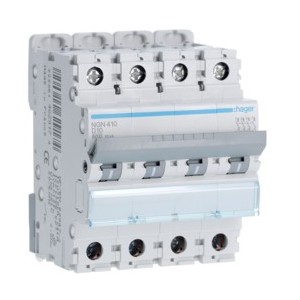 Disj.4P 6-10kA D-10A 4m - DISJONCTEURS MULTI.  HAGER NGN410