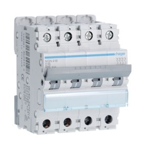 Disj.4P 6-10kA D-16A 4m - DISJONCTEURS MULTI.  HAGER NGN416
