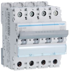 Disj.4P 6-10kA D-20A 4m - DISJONCTEURS MULTI. HAGER NGN420