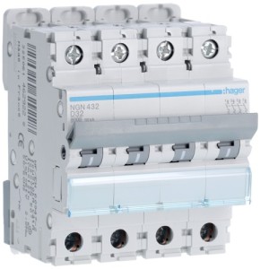 Disj.4P 6-10kA D-32A 4m - DISJONCTEURS MULTI.  HAGER NGN432