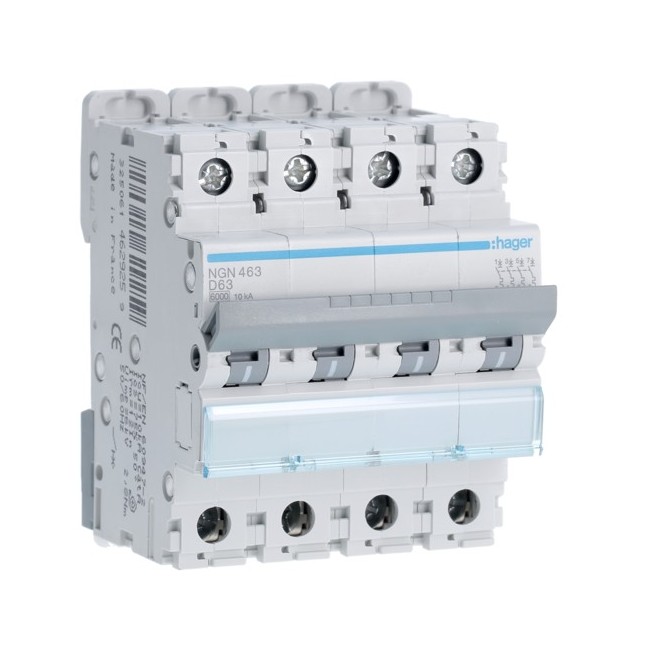 Disj.4P 6-10kA D-63A 4m - DISJONCTEURS MULTI.  HAGER NGN463