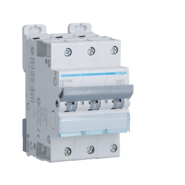 Disj.3P 6-10kA D-6A 3m - DISJONCTEURS MULTI.  HAGER NGT306