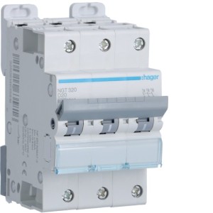 Disj.3P 6-10kA D-20A 3m - DISJONCTEURS MULTI.  HAGER NGT320