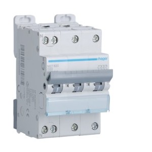 Disj.3P+N 6-10kA D-20A 3m - DISJONCTEURS MULTI.  HAGER NGT820