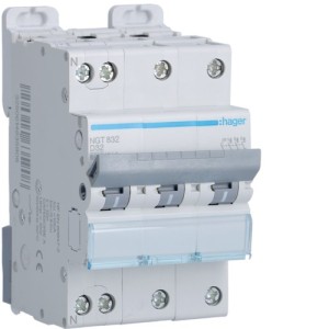 Disj.3P+N 6-10kA D-32A 3m - DISJONCTEURS MULTI.  HAGER NGT832