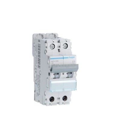 Disj.2P 10-15kA C-6A 2m - DISJONCTEURS MULTI.  HAGER NKN206