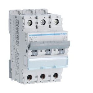 Disj.3P 10-15kA C-16A 3m - DISJONCTEURS MULTI.  HAGER NKN316