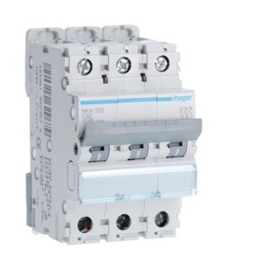 Disj.3P 10-15kA C-32A 3m - DISJONCTEURS MULTI.  HAGER NKN332