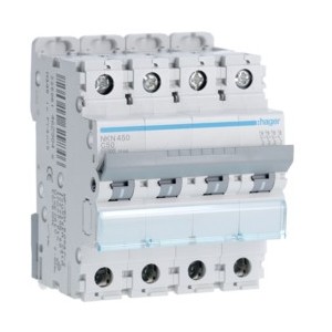 Disj.4P 10-15kA C-50A 4m - DISJONCTEURS MULTI.  HAGER NKN450