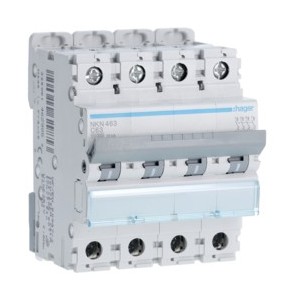Disj.4P 10-15kA C-63A 4m - DISJONCTEURS MULTI.  HAGER NKN463