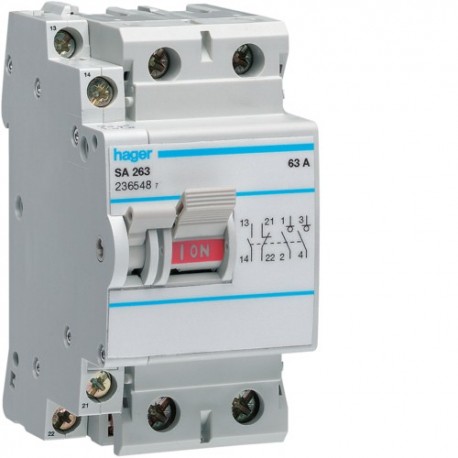 Inter à déclencht libre 2P 63A -   HAGER SA263
