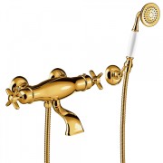 Mélangeur bain‑douche thermostatique OR avec douchette à main et support orientable TRES CLASIC COLOR - TRES 24217409OR