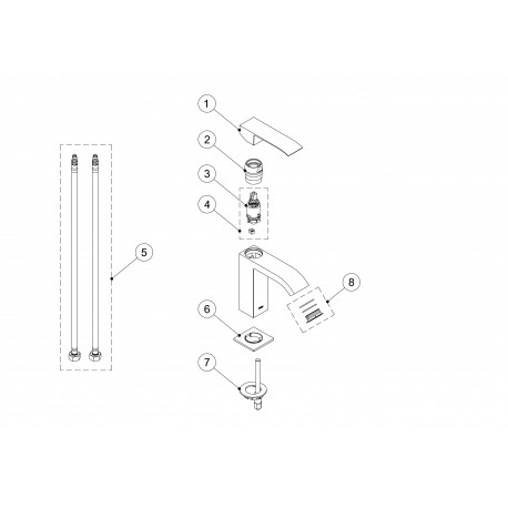 Mitigeur lavabo avec bec cascade - TRES 00610101
