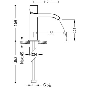 Mitigeur lavabo avec bec cascade - TRES 00610102