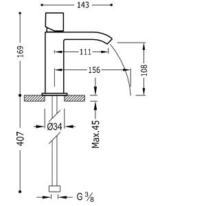 Mitigeur lavabo robinet cascade bec ouvert - TRES 00611002