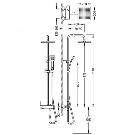 Ensemble mitigeur douche LEX CHROME - TRES 08119301