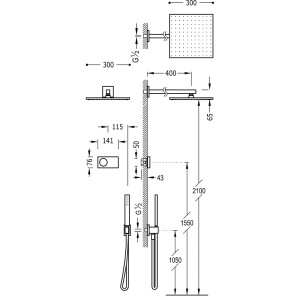 Kit de douche thermostatique électronique et encastré SHOWER TECHNOLOGY Chromé  - TRES 09286563