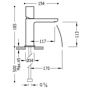 Mitigeur lavabo avec bec cascade - TRES 20010102