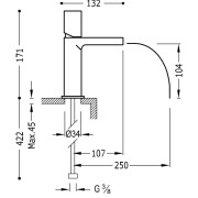 Mitigeur lavabo robinet cascade bec ouvert Chrome LOFT - TRES 20011002