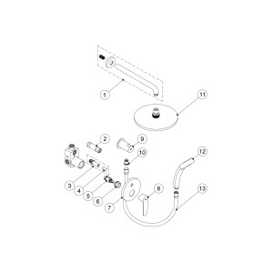 Kit de douche encastré FLAT avec fermeture et régulation du débit - TRES 20418002