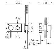Mitigeur à encastrer 3V · Corps encastré inclus (3 voies). - TRES 21027391
