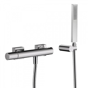 Mitigeur douche Douchette à main anticalcaire  avec support orientable et flexible Chrome - TRES 21116701