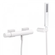 Mitigeur douche Douchette à main anticalcaire avec support orientable et flexible Blanc Mat - TRES 21116701BM
