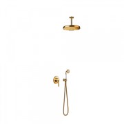 Kit douche à encastrer avec fermeture et réglage du débit - TRES 24218004OR Or