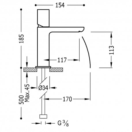 Mitigeur lavabo avec bec cascade - TRES 20010102