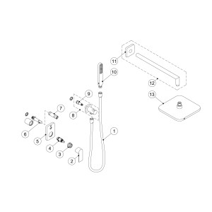 Kit de douche encastré LOFT avec fermeture et régulation du débit - TRES 20018002