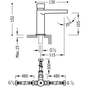 Mélangeur temporisé pour lavabo - TRES 20511202