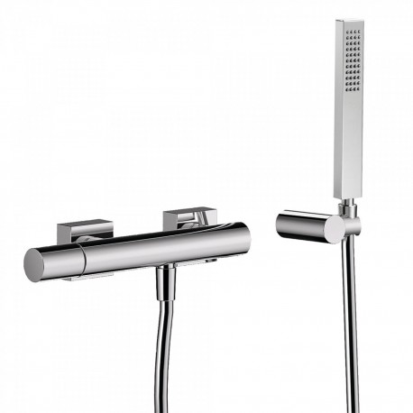 Mitigeur douche Douchette à main anticalcaire  avec support orientable et flexible Chrome - TRES 21116701