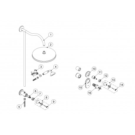 Kit thermostatique de douche encastré avec fermeture et réglage du débit (2 voies) - TRES 24235203