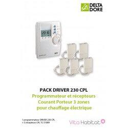 Pack DRIVER 230 CPL - Programmateur et récepteurs Courant Porteur 3 zones pour chauffage électrique - DELTADORE 6051147