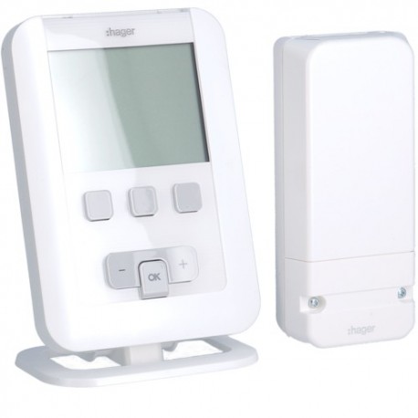 Kit Thermostat ambiance programmable digital radio Gestion du Chauffage Eau Chaude  -  HAGER EK560