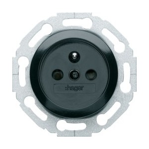 1930 Prise 2P + T sanvis noire - APPAREILLAGE MURAL 1930 HAGER WMV100N