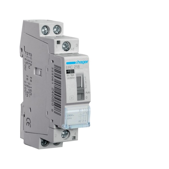Relais de cde 16A, 1F+1O, 230V - AUTOMATISMES  HAGER ERC218