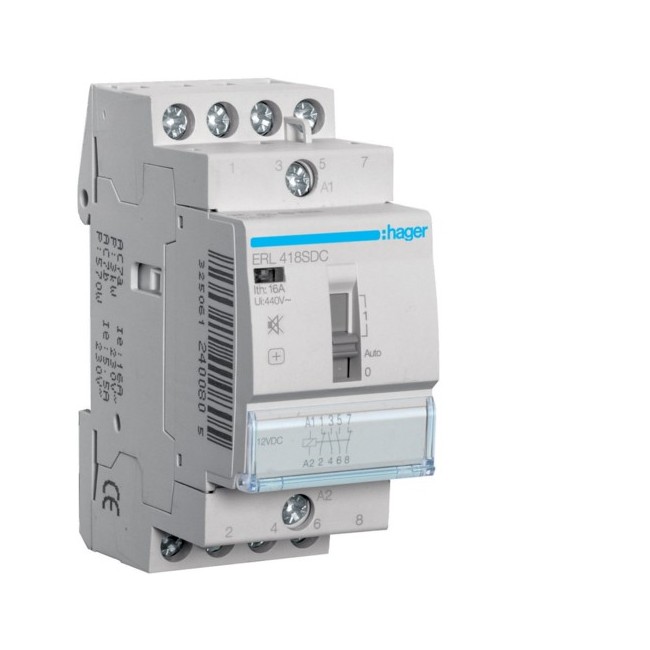 Relais cde sil 16A 2F+2O 12VDC - AUTOMATISMES  HAGER ERL418SDC