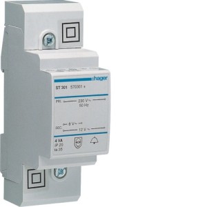 Transfo sonnerie 4VA 230/8-12V - COMMANDE SIGNAL  HAGER ST301